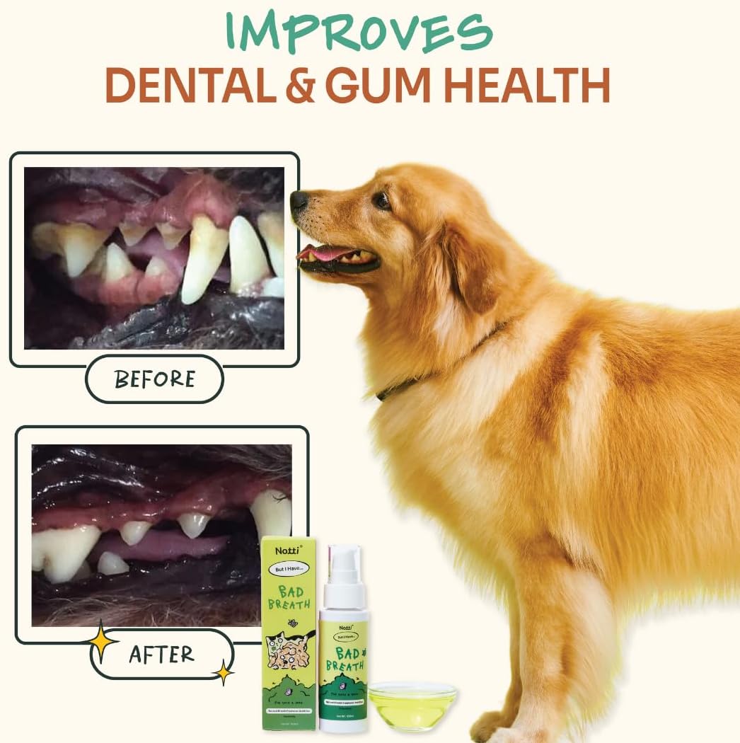 Notti Dental Fresh Advanced Plaque and Tartar Spray - Oral Care Spray - Water Additive - Pet Dental Care - No Toothpaste No Toothbrush - Eliminate Bad Dog and Cat Bad Breath - Freshen Breath