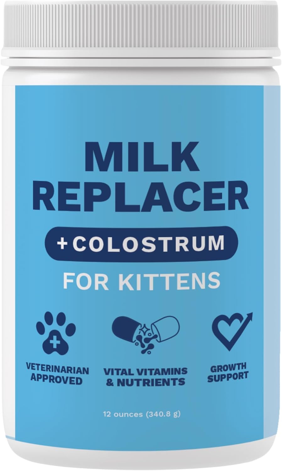 Under the Weather Kitten Milk Replacer Powder + Colostrum | Kitten Milk Replacement Formula | Nutrient-Rich Formula with Colostrum for Immune & Digestive Support – 12 oz