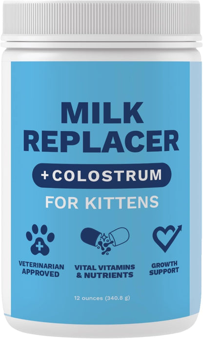 Under the Weather Kitten Milk Replacer Powder + Colostrum | Kitten Milk Replacement Formula | Nutrient-Rich Formula with Colostrum for Immune & Digestive Support – 12 oz