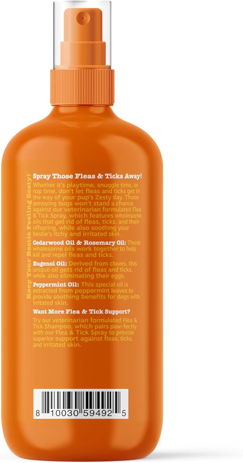 Zesty Paws Flea and Tick Spray for Dogs - Kill Fleas, Ticks & Their Eggs - Veterinarian Formulated - Soothes Itchy & Irritated Dog Skin - Cedarwood Oil, Rosemary Oil & Peppermint Oil