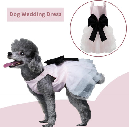 Dog Dress,Pet Wedding Dress Princess Formal Tutu Skirt with Bowknot,Puppy Birthday Party Outfit Apparel Girl for Large Dogs Cats (Pink, 4X-Large)