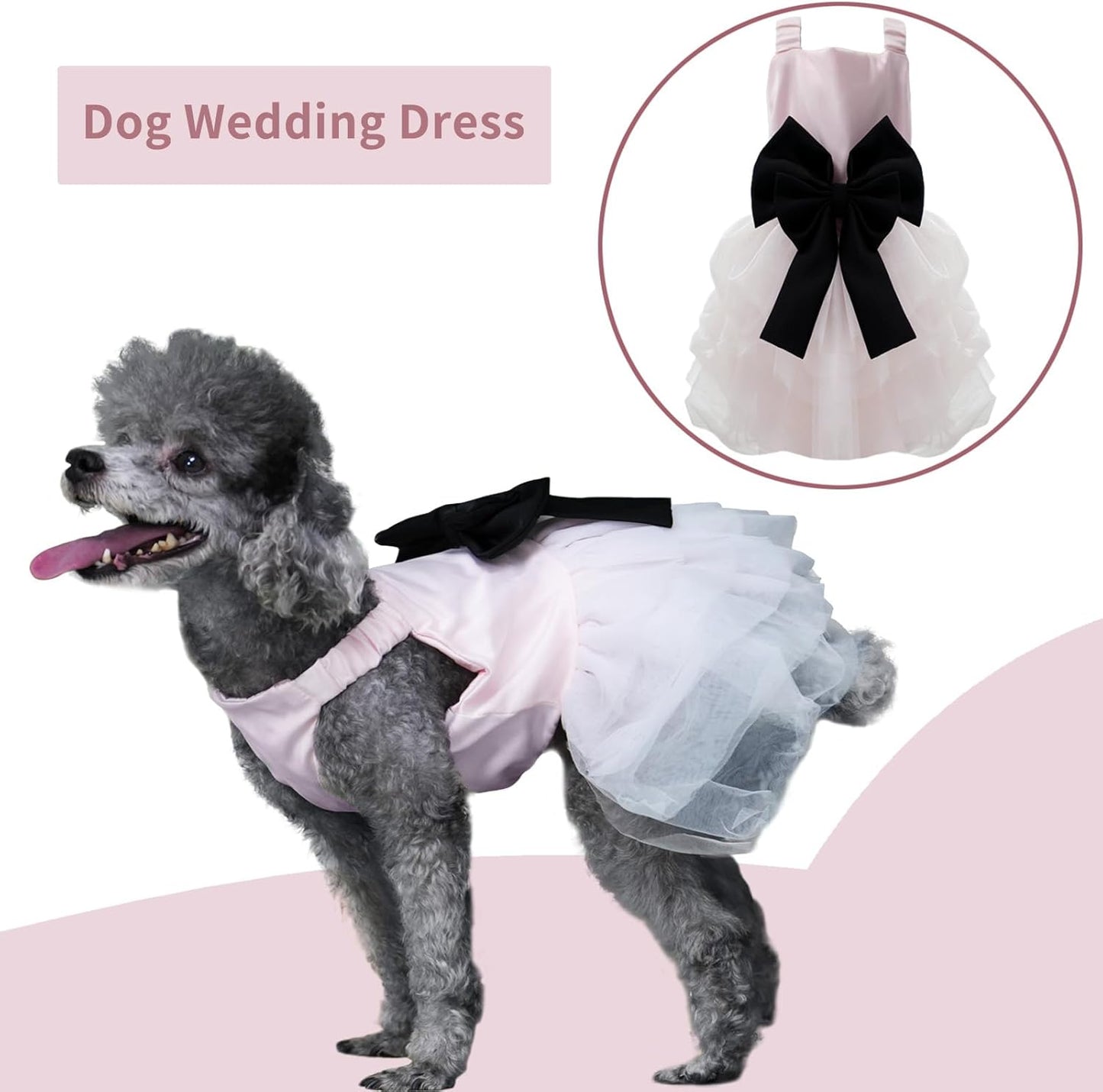 Dog Dress,Pet Wedding Dress Princess Formal Tutu Skirt with Bowknot,Puppy Birthday Party Outfit Apparel Girl for Large Dogs Cats (Pink, 4X-Large)
