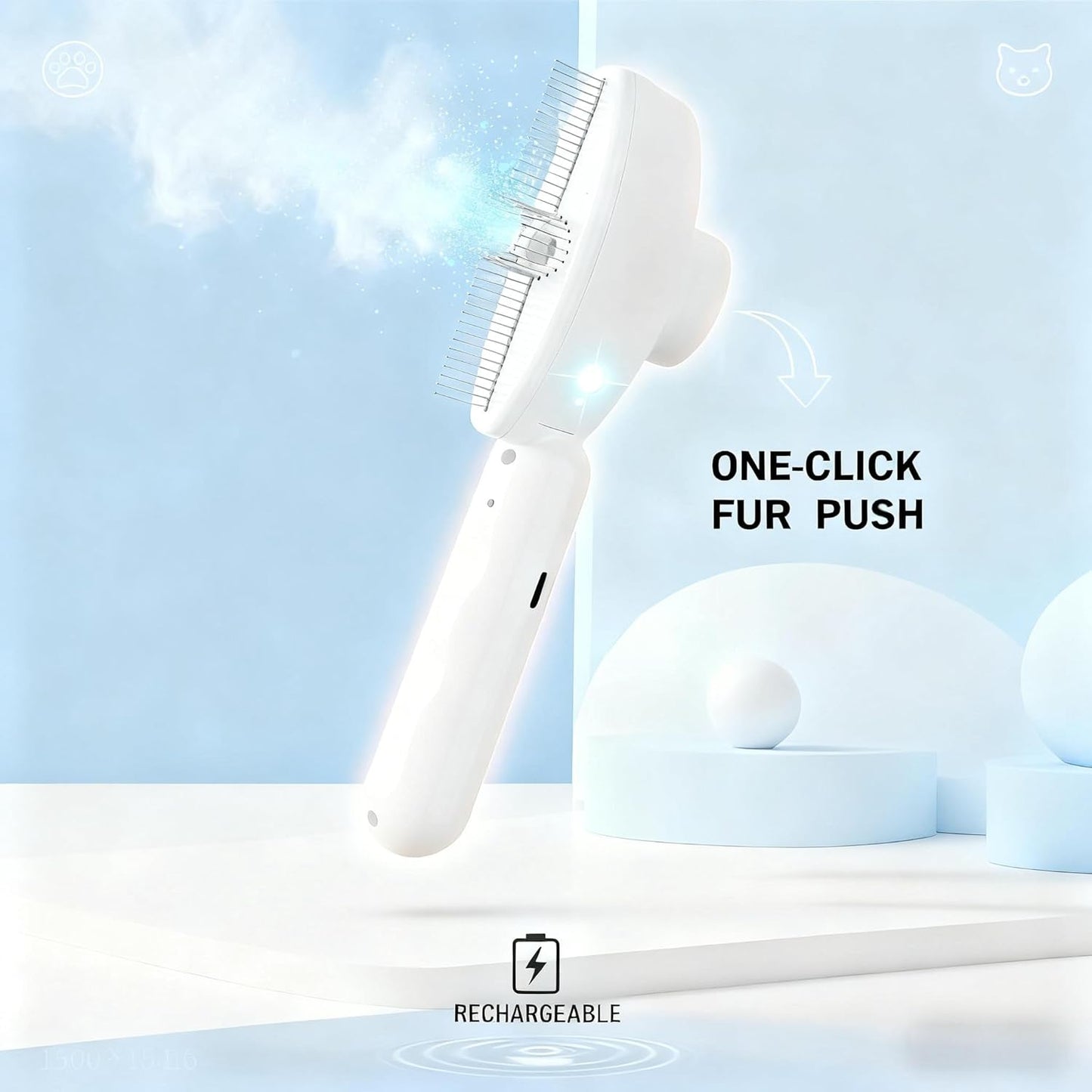 Beauty Steam Brush, Pet Spray Brush for Cats and Dogs, Suitable for Long-haired and Short-haired Pets, Massaging and Grooming Steam Dog Brush, Cat Grooming Tool with Leave-in Serum