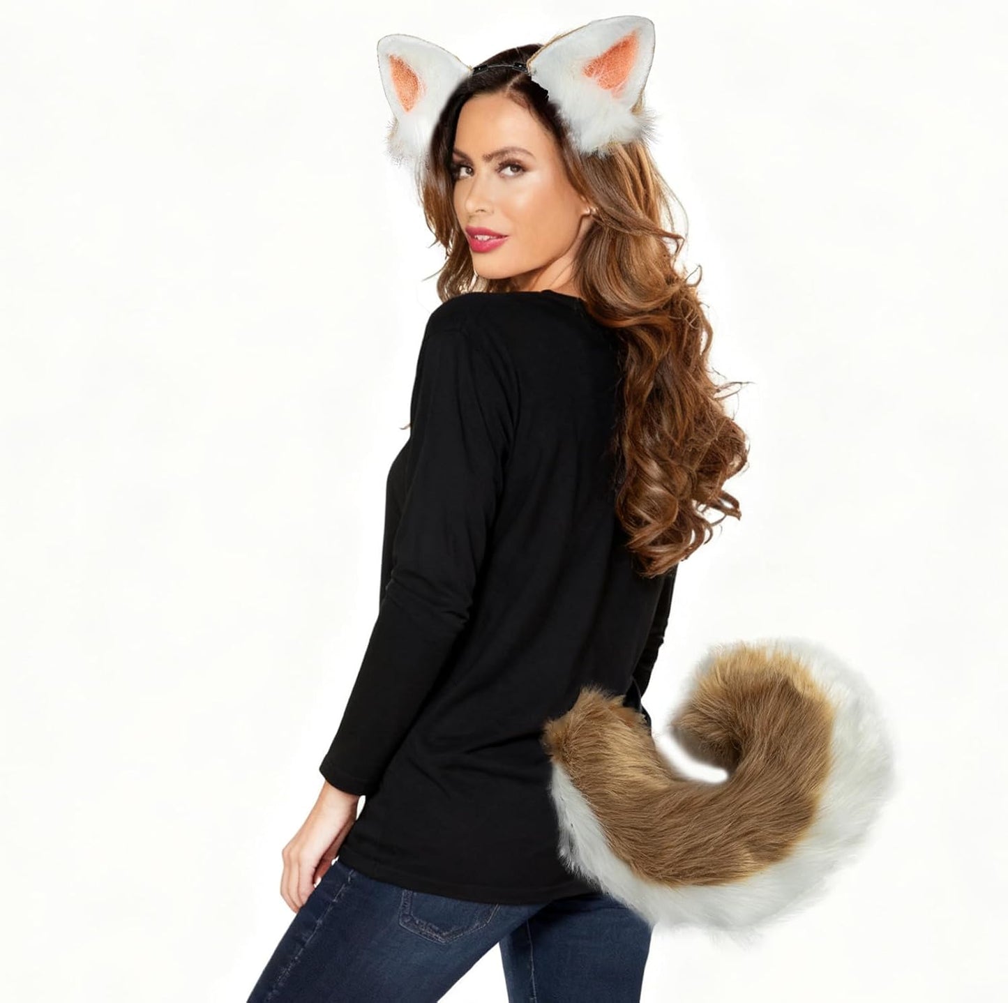 Dog Ear and Tail Set for Shepherd Shiba Inu, Animal Cosplay Costume Accessories, Furry Animal Cosplay Costume Dog Anime Set, Adult Halloween Party Headdress