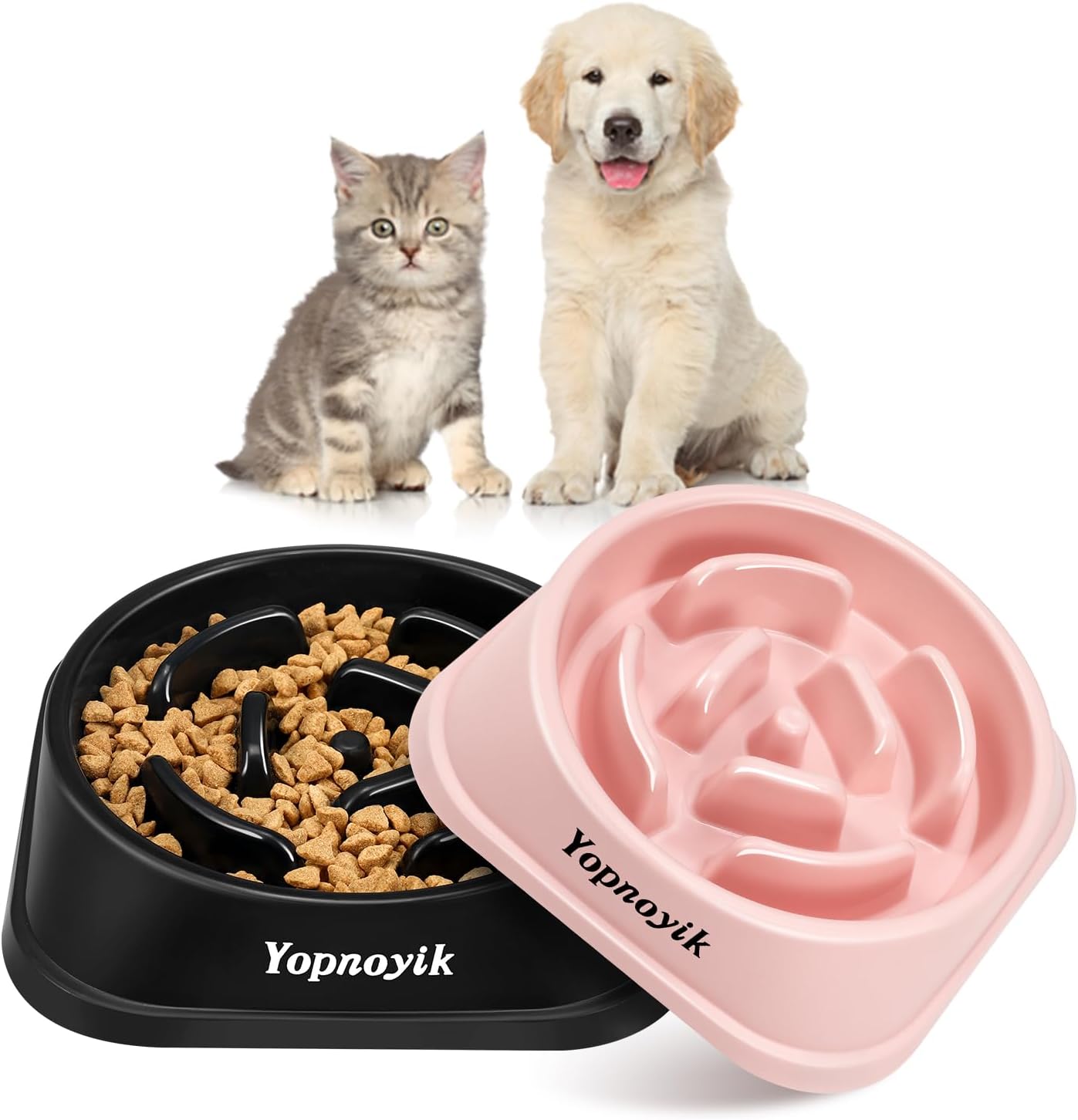 2 Pack Slow Feeder Dog Bowls for Healthy Eating, Non-Slip and Anti-Choking Design, Reduces Bloating & Overeating for Small Dogs, Easy to Clean