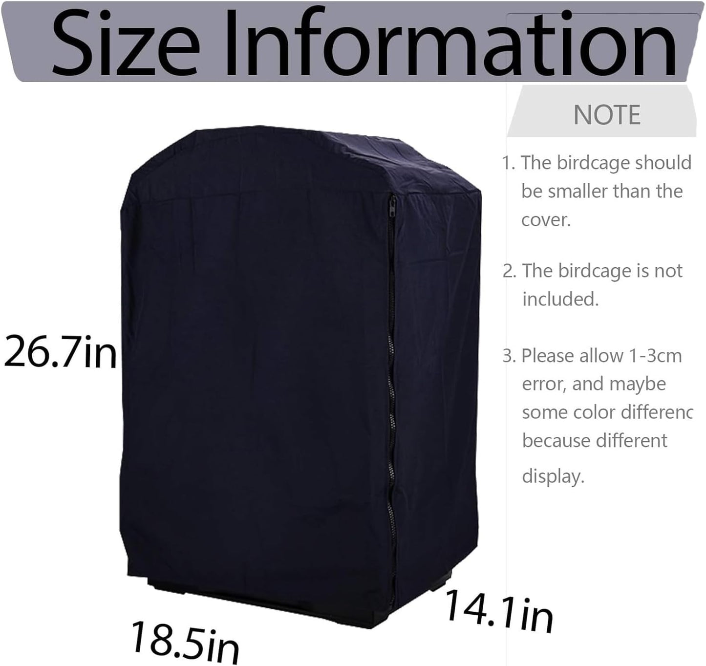 QBLEEV Birdcage Cover, Parrot Cage Night Cover Shade, Pet Universal Blackout Windproof Light-Proof Sleep Reduces Distractions Night Accessories Cloth Without Cage-14.1x18.5x26.7in (LxWxH)