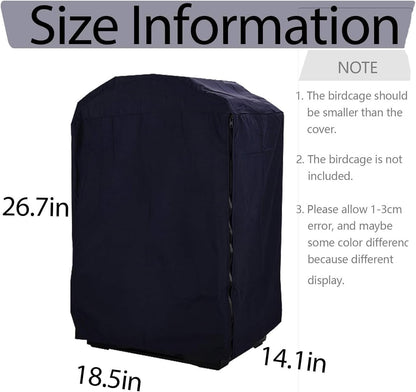 QBLEEV Birdcage Cover, Parrot Cage Night Cover Shade, Pet Universal Blackout Windproof Light-Proof Sleep Reduces Distractions Night Accessories Cloth Without Cage-14.1x18.5x26.7in (LxWxH)