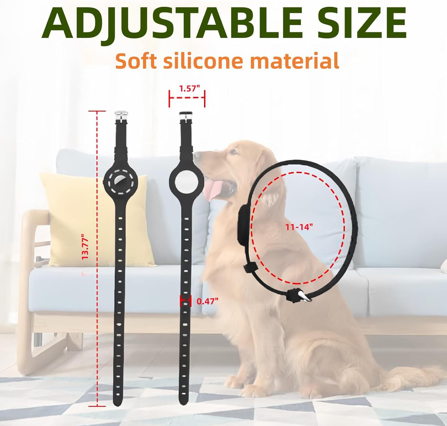 Airtag Protector Silicone Luminous Collar Adjustable Loss Prevention Eye-catching Pet Collar for Cats and Small Dogs(Mint Green)