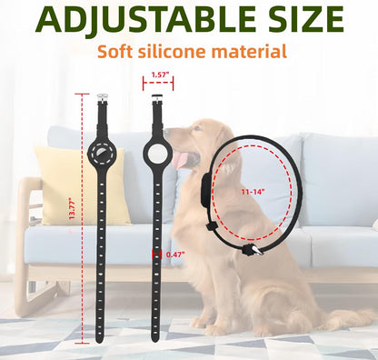 Airtag Protector Silicone Luminous Collar Adjustable Loss Prevention Eye-catching Pet Collar for Cats and Small Dogs(Mint Green)