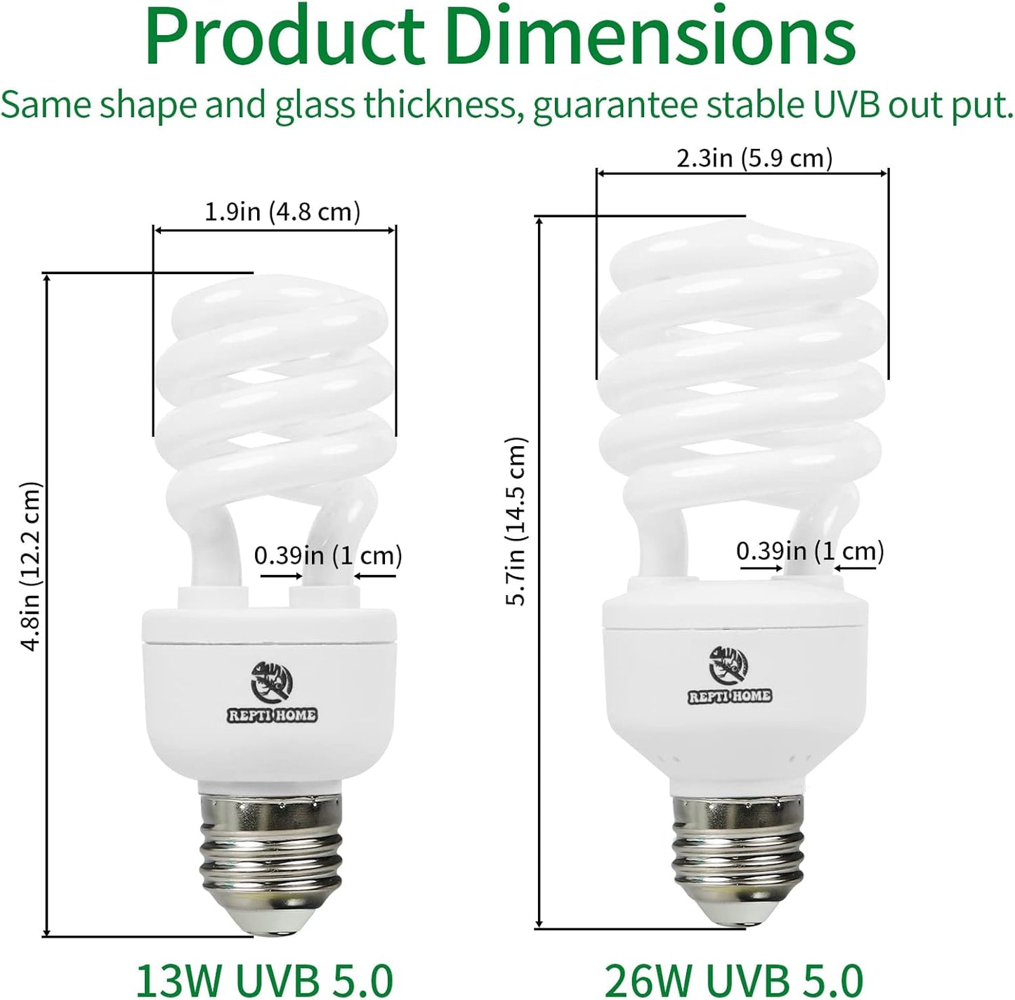 UVB Reptile Light 5.0, 13W Tropical and Sub-Tropical UVA UVB Bulb for Reptiles, Tropical Terrarium Compact Fluorescent Lamp, Reptile UVB Light Bulb for Chameleons, Iguanas and Turtles