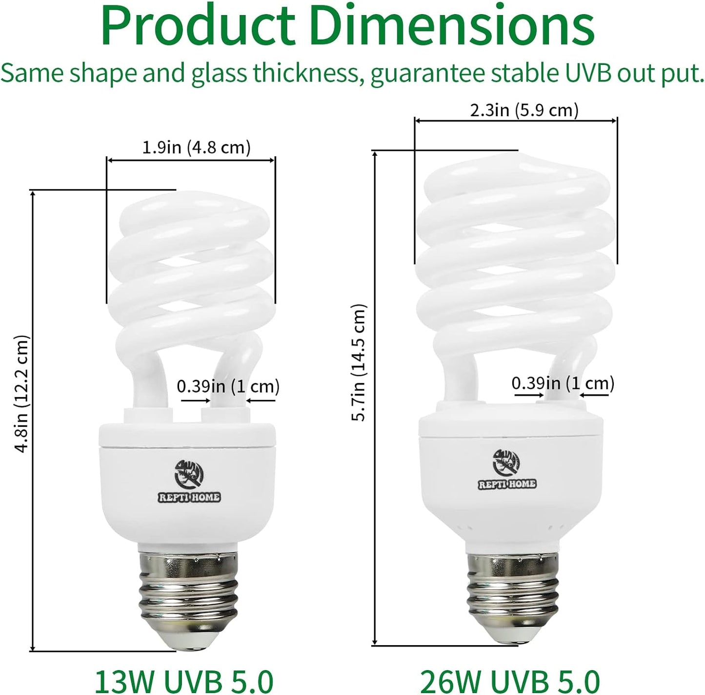 UVB Reptile Light 5.0, 13W Tropical and Sub-Tropical UVA UVB Bulb for Reptiles, Tropical Terrarium Compact Fluorescent Lamp, Reptile UVB Light Bulb for Chameleons, Iguanas and Turtles