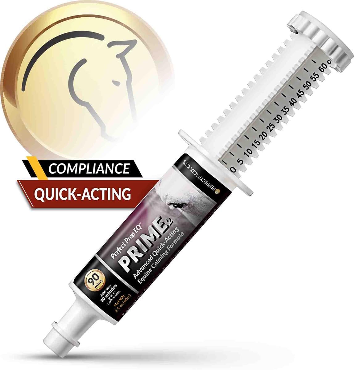 Perfect Prep EQ Prime Horse Calming Paste, Show Safe, Works Within 90 Mins and Lasts 6+ Hours, 60cc