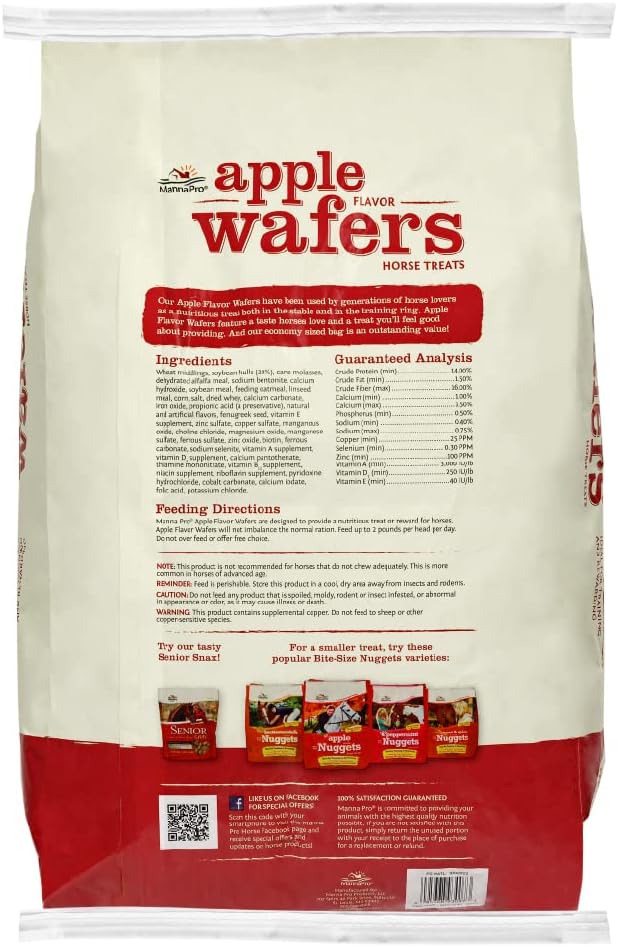Manna Pro Apple Wafers - Treats for Horses - Packed with Vitamins & Minerals - Apple Flavored Horse Treats - 20 Pounds