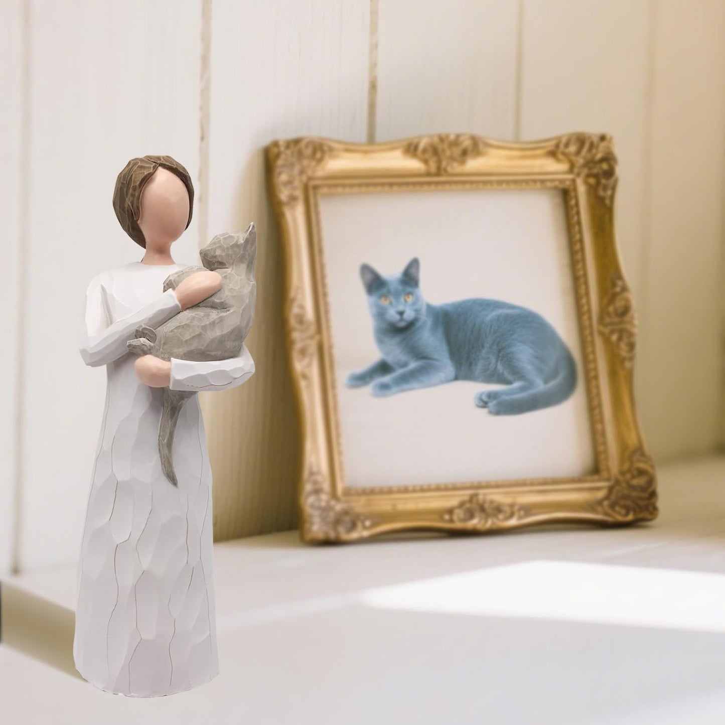 FRUMOASA Cat Memorial Gifts, Loss of Cat Sympathy Gifts for Cat Mom, Pet Cat Remembrance Gifts, Collectible Hand-Painted Cat Angel Figurine Statue for Cat Lovers in Memory of Passing Away Cat
