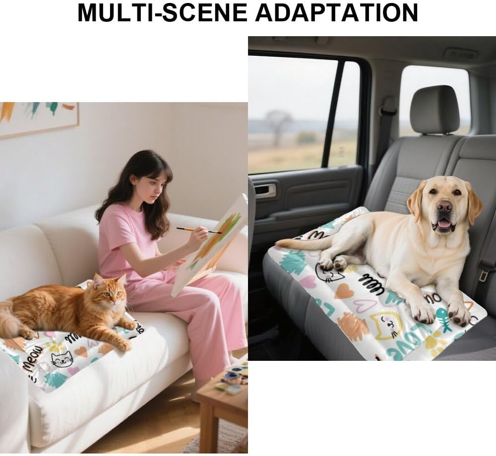Comfortable Cat Beds with Anti-Slip Bottom, Cute Cats Puppy Supplies Chew Proof Crate Pad Orthopedic Dog Bed Comfy Dog Mattress for Indoor& Outdoor Sofa Cars, Machine Washable 24 X 18 Inch