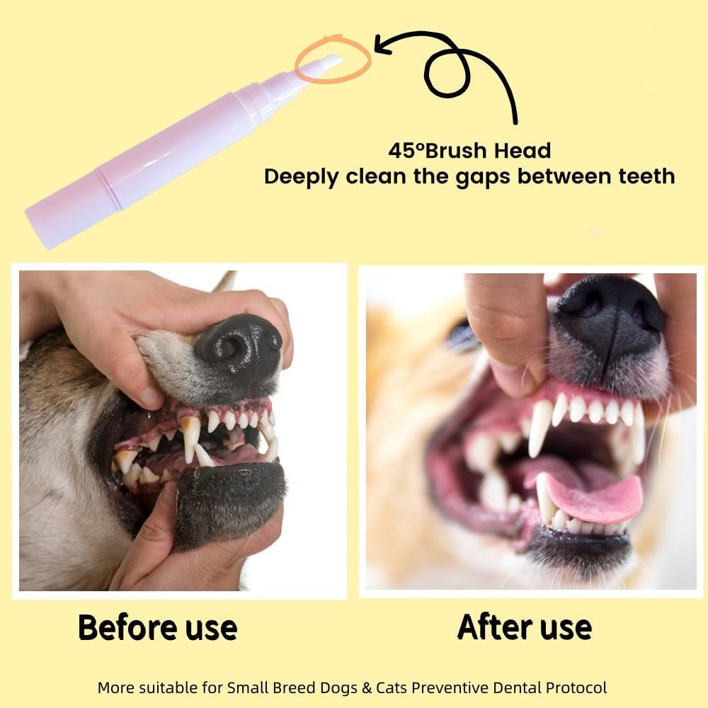 Pet Toothbrush Pen & Oral Repair Gel for Dogs & Cats – Teeth Cleaning Pen, Natural Plant Substance Tartar Remover for Repairing Pets' Teeth (1pcs)
