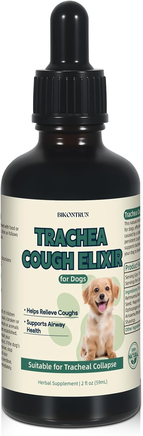 Collapsed Trachea Treatment for Dogs, Cough for Dogs, Trachea Cough Elixir, Natural Herbal Supplements Relieves Cough and Helps Soothe The Throat (2 FL OZ)