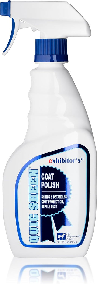 Quic Sheen Coat Polish – 16 oz, Shines & Detangles, Repels Dust, Creates Mirror-Like Shine for Mane, Tail & Coat