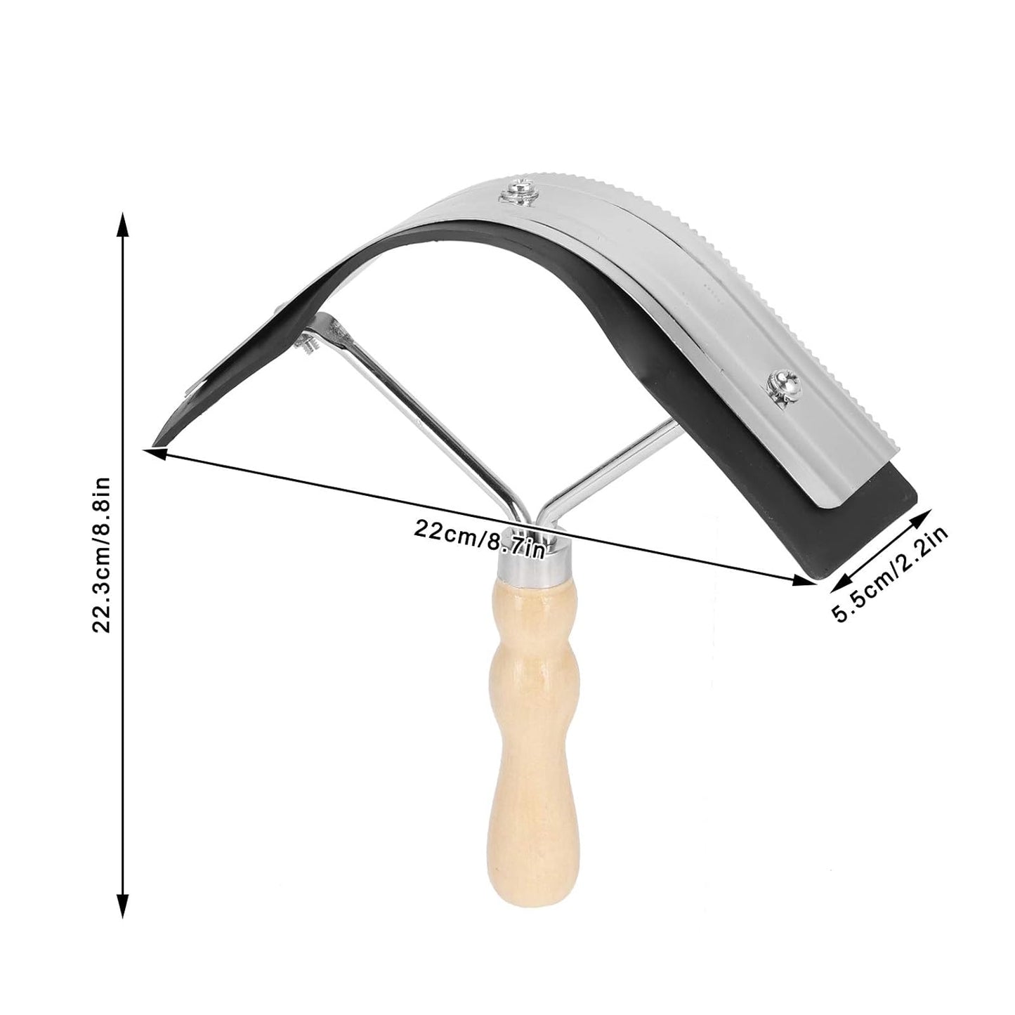 Horse Sweat Scraper With Wood Handle Non Slip Horse Cleaning Grooming Tool For Efficient Farm Animal Care And Durable Stainless Steel Rubber Edge Design