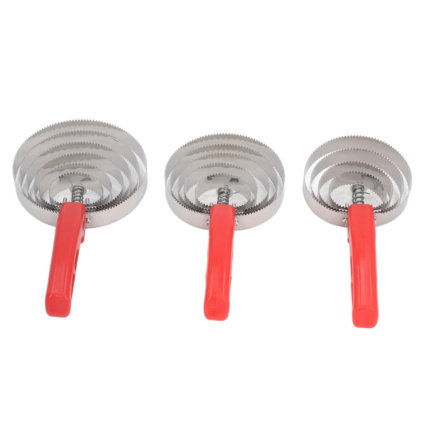 3pcs Horse Curry Comb Set, Stainless Steel Grooming Tools, Double Sided Multipurpose Comb with 4 Rings 5 Rings 6 Rings for Cattle Horse Goat Dogs, Durable and Comfortable Handle De