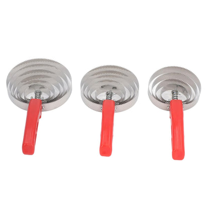 3pcs Horse Curry Comb Set, Stainless Steel Grooming Tools, Double Sided Multipurpose Comb with 4 Rings 5 Rings 6 Rings for Cattle Horse Goat Dogs, Durable and Comfortable Handle De