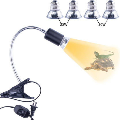 Black Reptile Heat Lamp, UVB Bulb, UVB Reptile Light Fixture, UVA UVB Reptile Light, Aquatic Turtle Heating Lamp, Turtle Aquarium Tank Heating Lamps Holder & Switch with 4 Heat Bulbs