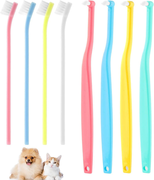 8pcs Small Dog & Cat Toothbrush, 2 Styles Soft Bristle Kitten Teeth Cleaning Brush Micro Head Pets Toothbrush Dental Care Supplies Accessories for Puppy Kitty Reduce Tartar Formation & Bad Breath