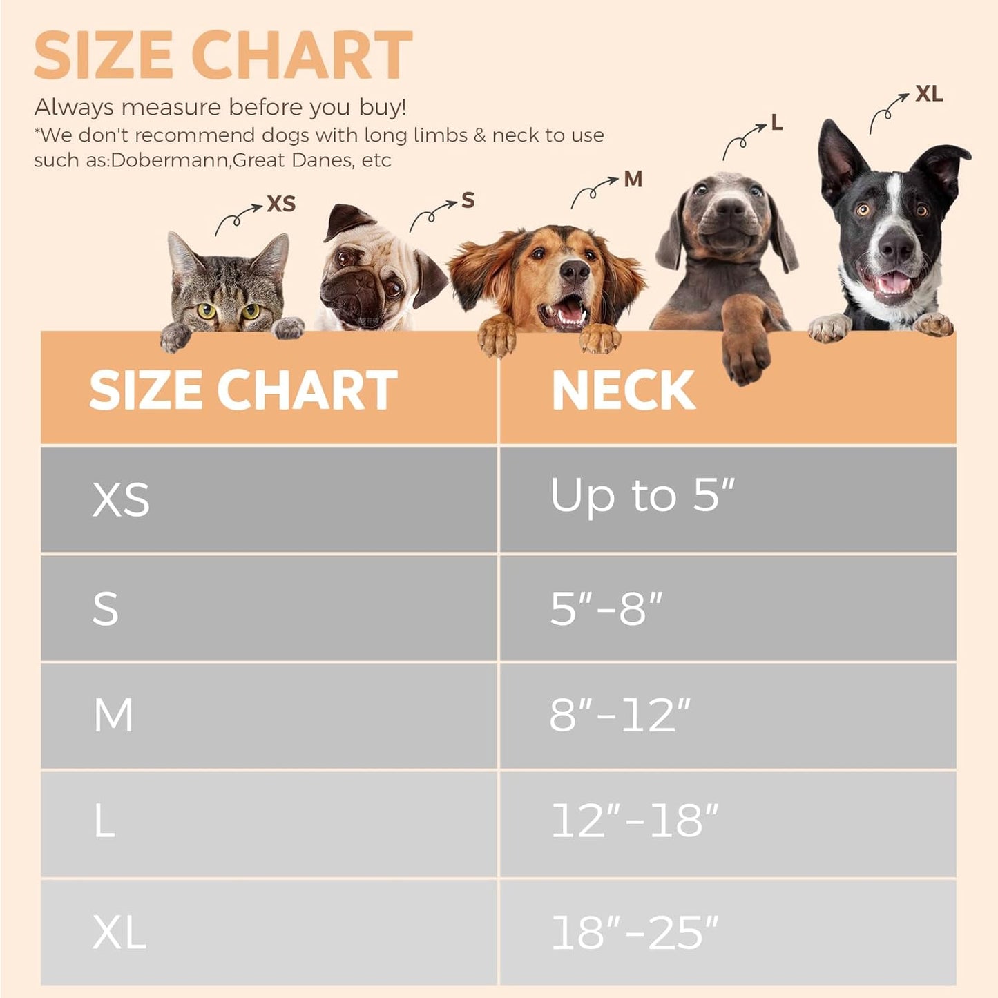 Dog Cone Collar, Inflatable Recovery Cone After Surgery, Adjustable Blow up Dog Donut Collar, Pet Recovery Collar for Dogs and Cats Size XS up to 5”