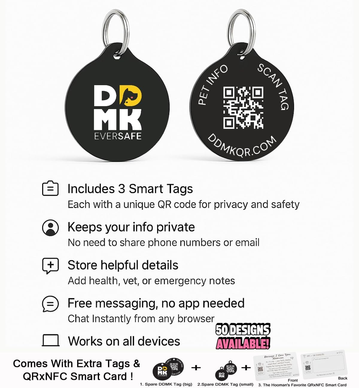 DDMK Smart Pet ID Tag with QR Code – Digital Pet Profile-38-LOVED & ADORED-38
