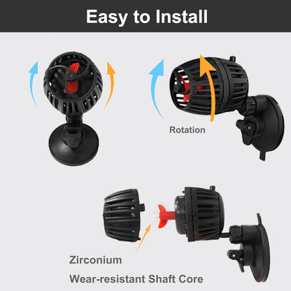 Carefree Fish Aquarium DC12V 10W Wave Maker 4 Level Adjustable Flow Rate Powerhead 1500Gph Wave Pump for 10~60Gal Freshwater and Saltwater Fish Tank