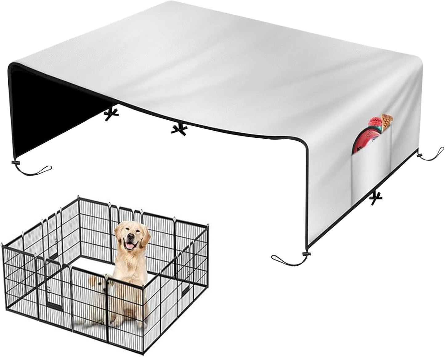 Dog Kennel Cover, 210D Oxford Privacy Enclosure, Sunshade Waterproof Pet Crate, Kennel Accessory Tool, Cover for Patio Picnic Outdoor Camping Backyard Beach Park Family Gathering