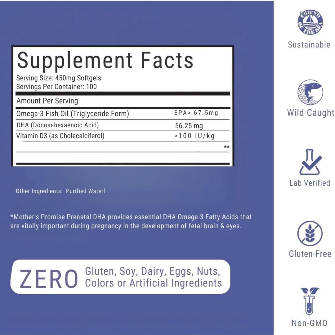 Omega 3 Fish Oil for Dogs & Cats | Dog Prenatal Vitamins | Joint Support | Brain & Heart Health | Pure EPA DHA Omega 3 for Dogs | 100 Soft Gels