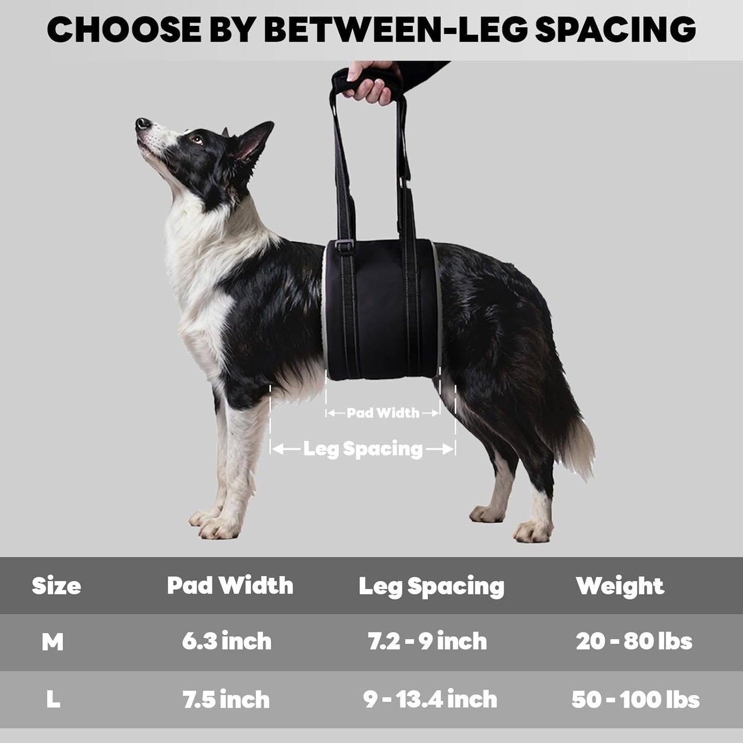 Adjustable Dog Lift Harness for Dog Sling Carrier with Handle Soft Rehab Support Sling for Weak Rear Legs Ideal for Seniors, Injured, and Post ACL Surgery Recovery(M)