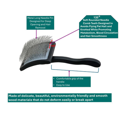 Slicker Brush Perfect For Dogs and Cats (Big and Medium Dogs, Goldendoodles, Labradoodles, Poodles and Cats) Curved Design for Thick, Fluffy, Detangled and Shedding Fur (Yellow, Small)