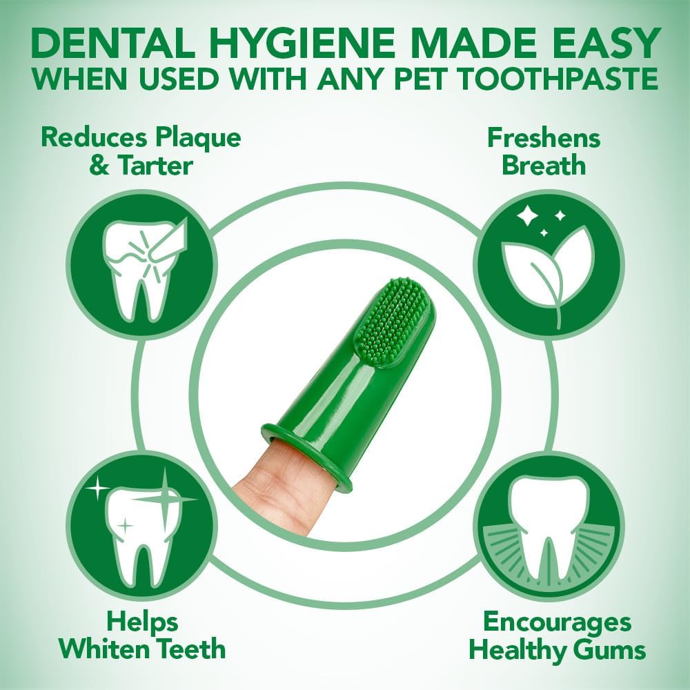 Vet's Best Dog Toothbrush - Easy Teeth Cleaning for Dog Dental Care, Perfect for Dogs and Cats - Comes With 10 Soft Finger Brushes Per Pack