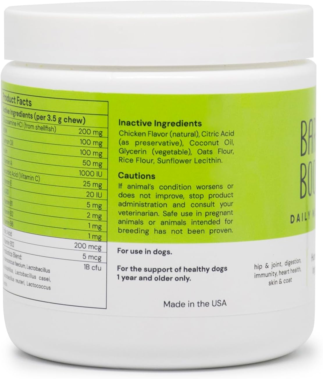Dog Multi Vitamins, Made in USA with Human Grade Ingredients, Probiotic Supplement, All-in-One to Support Joints, Digestion, Immunity, Heart Health, Skin & Coat, 60 Chews (1 Pack)