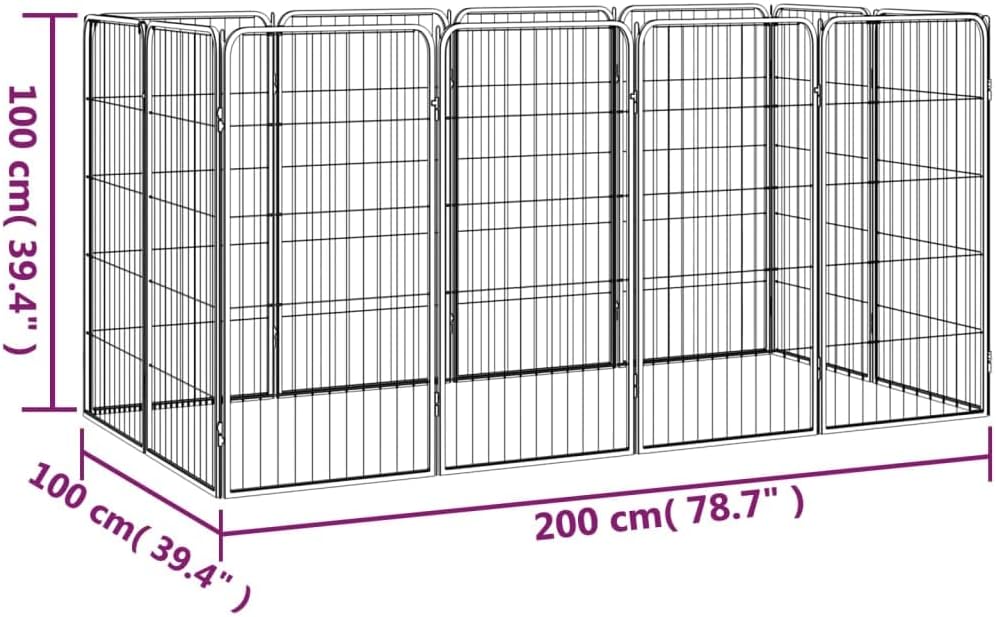 LUMILAND Provides Safe Play Area with 12-Panel Dog Playpen, Durable Powder-Coated Steel, Versatile Size, Black