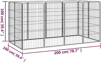 LUMILAND Provides Safe Play Area with 12-Panel Dog Playpen, Durable Powder-Coated Steel, Versatile Size, Black