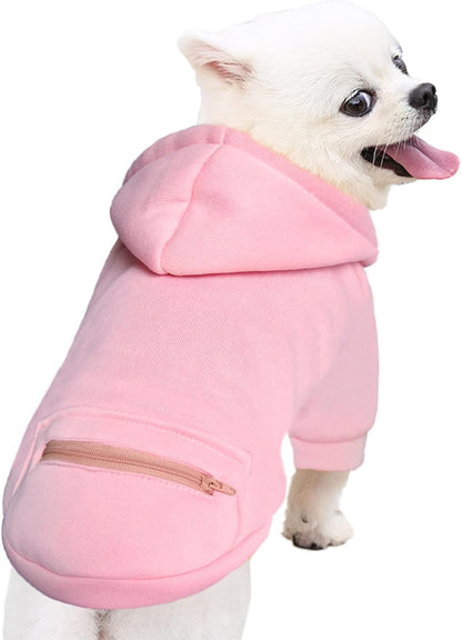 Jecikelon Pet Dog Cold Weather Coat with Pocket Winter Dog Hoodie Warm Puppy Clothes for Small Dogs Chihuahua Clothing (Pink2, Medium)