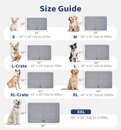 Made4Pets Dog Crate Pad Bed for Medium Large Dogs, Washable & Reversible, Anti-Slip Kennel Mat for Cozy Sleeping, Soft Fluffy Dog Bed for Indoor & Outdoor Use, 35"x23", Gray