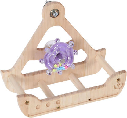 Bird Perch Toy,Wooden Hangable Swing - Bird Toys - for Pets Hummingbirds Backyard Play Enrichment Exercise Climbing Foraging