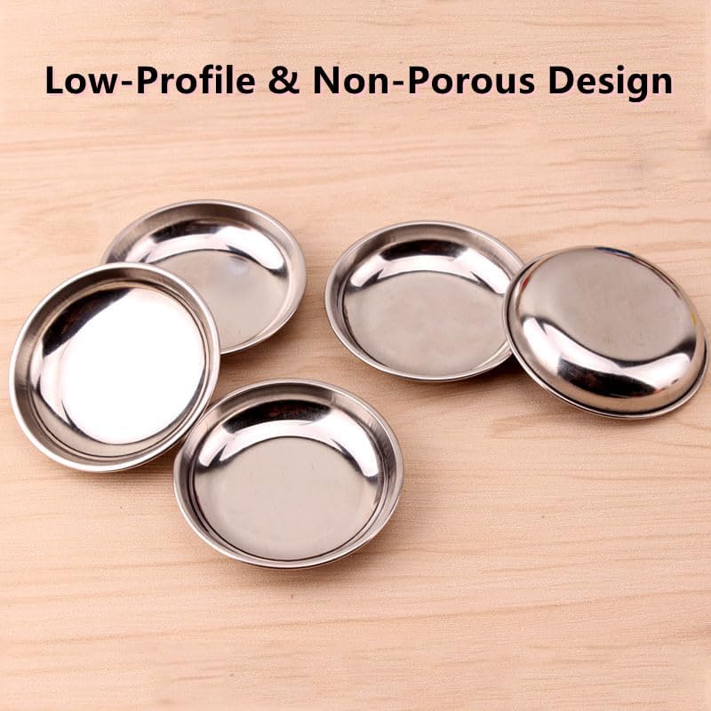 8 Pcs 2.5in Stainless Steel Hermit Crab Feeding Dishes - Food & Water Bowls for Snail, Gecko, Insect & Reptile Terrarium Use