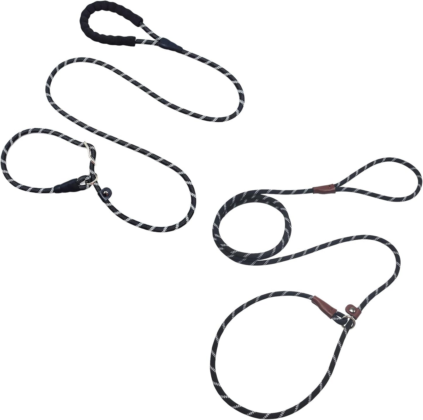 7FT Slip Lead Dog Leash for Small Dogs + 6FT Thick Slip Lead with Padded Handle