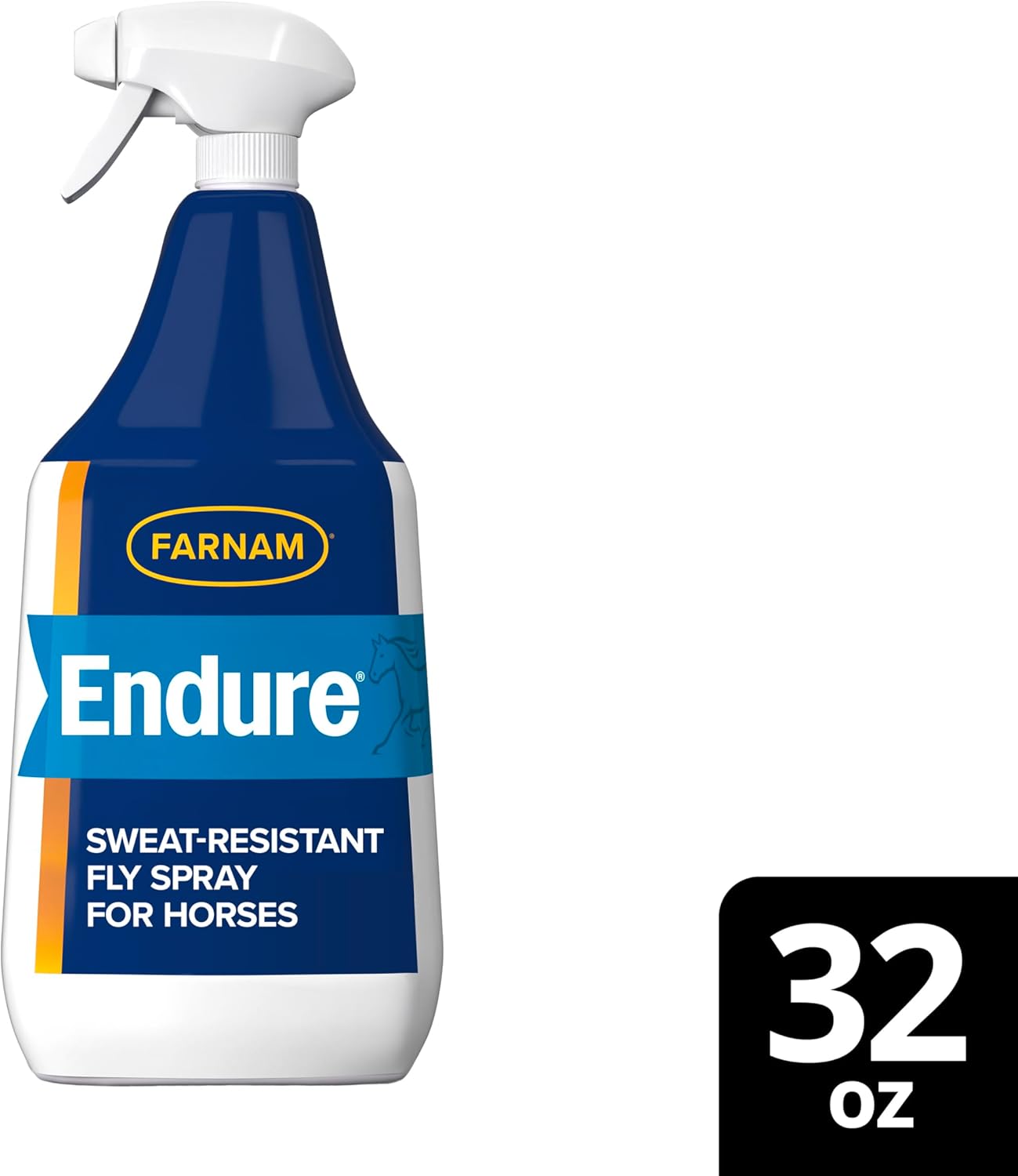 Farnam Endure Sweat-Resistant Fly Spray for Horses, Lasts Up to 14 Days, Protects Against Flies, Gnats, Mosquitoes, Ticks & Lice, 32 oz.