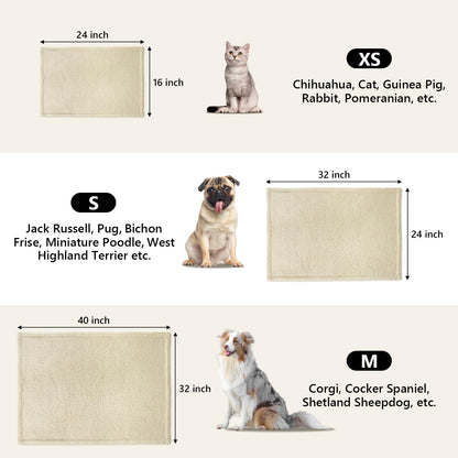 furrybaby 2-in-1 Puppy Blankets for Small Dogs - Premium Super Soft Sherpa & Fleece Dog & Cat Bed Blankets - Washable & Portable - Beige (24"x32")