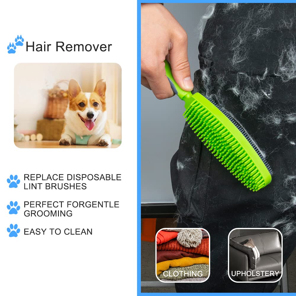 Rubber Pet Hair Removal Brush for Couch Clothes Dog Cat Pet Hair Carpet, Also Used as Dog Cat Bath Brush with Massage Effect