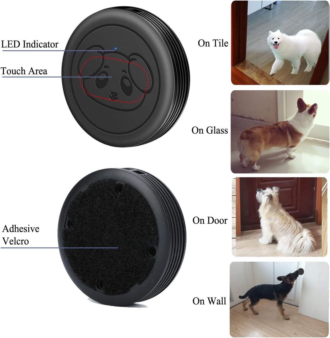 EverNary Dog Door Bell, Wireless Doggie Doorbells for Potty Training, Door Bell for Dogs to Go Outside, Dog Bells to with 1 Receiver and 2 Waterproof Transmitters (Black)
