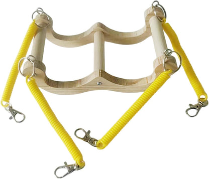 Visibility Cage Toy, Swing Wooden Spring Swing Toy for Shotet - Fun Cockatoo Hammock, Bird Feeder Activity Accessory for Waveless Lovebirds