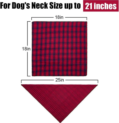 Christmas Dog Bandanas, 6PCS Plaid Holiday Dog Bandanas for Boy Girl, Washable Reversible Cotton Bibs Scarf, Adjustable Square Pet Kerchief Birthday Christmas Gift for Small to Large Dogs Puppy Cats