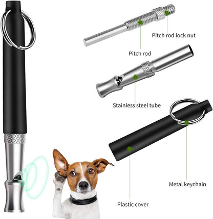 Dog Whistle to Stop Barking,Adjustable Pitch Ultrasonic Training Whistle Silent Bark Control for Dogs-2 Pack Dog Whistle with Free Lanyard Strap